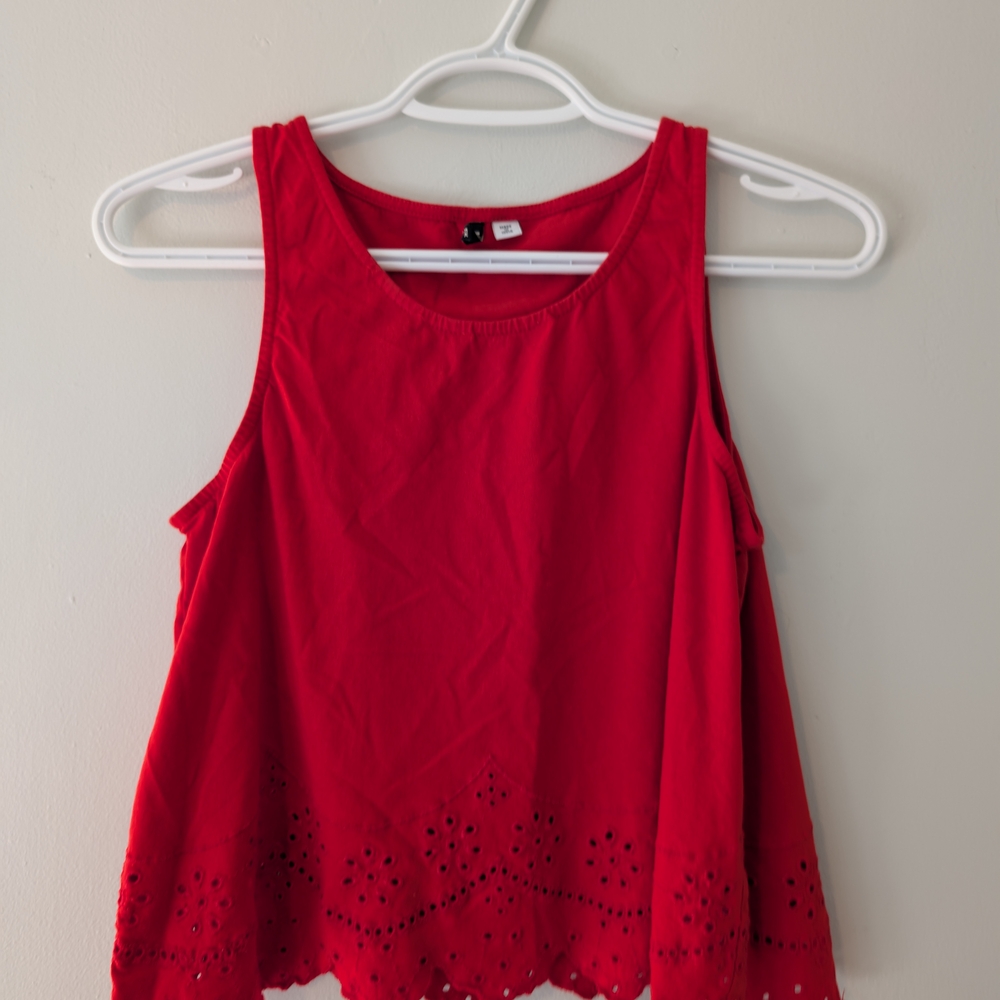 Only Red Eyelet Tank Top